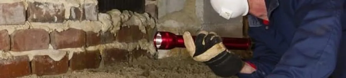 Pest control technician inspecting a crawl space for ant activity and entry points in San Antonio, TX